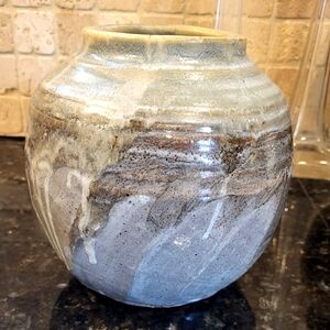 Medium Sized Vase or Bowl w/ Neat Glazing and Shape Greyish Green Color